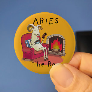 Aries the Ram zodiac star constellation 2 Inch Round Button