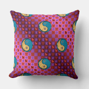 Aries & Water Boar Throw Pillow