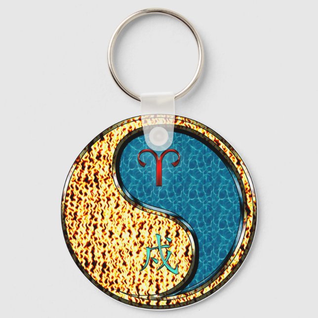 Aries & Water Dog Keychain (Front)