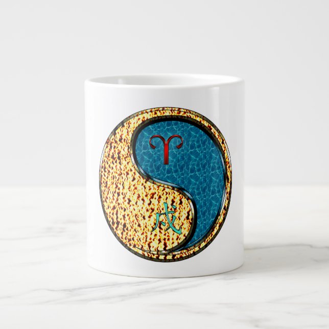 Aries & Water Dog Large Coffee Mug (Front)