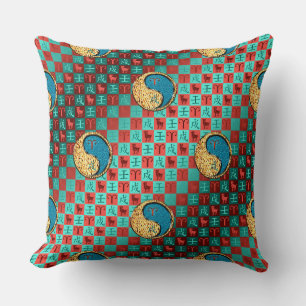 Aries & Water Dog Throw Pillow