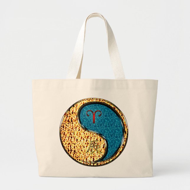 Aries & Water Dragon Large Tote Bag (Front)