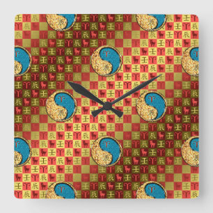 Aries & Water Dragon Square Wall Clock