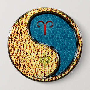 Aries & Water Monkey 4 Inch Round Button