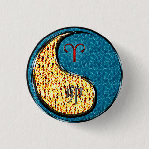 Aries & Water Rabbit 1 Inch Round Button