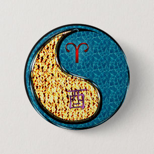 Aries & Water Rooster 2 Inch Round Button