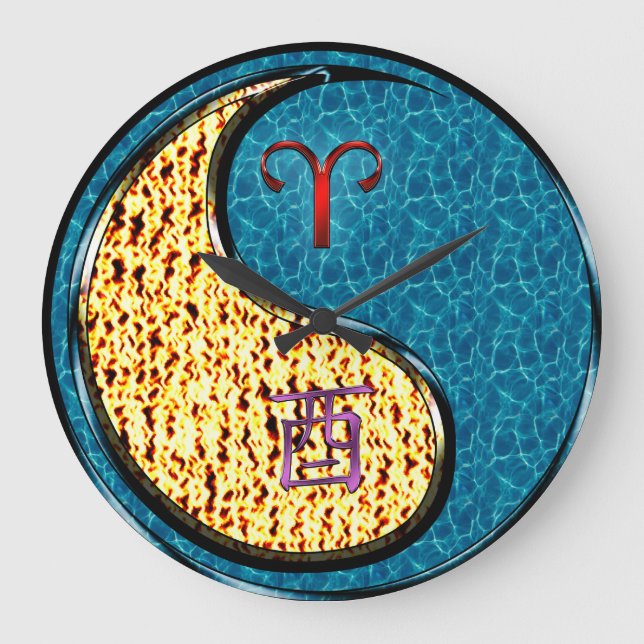 Aries & Water Rooster Large Clock (Front)
