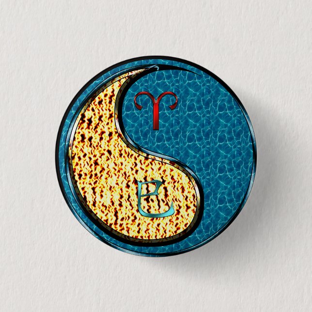 Aries & Water Snake  1 Inch Round Button (Front)