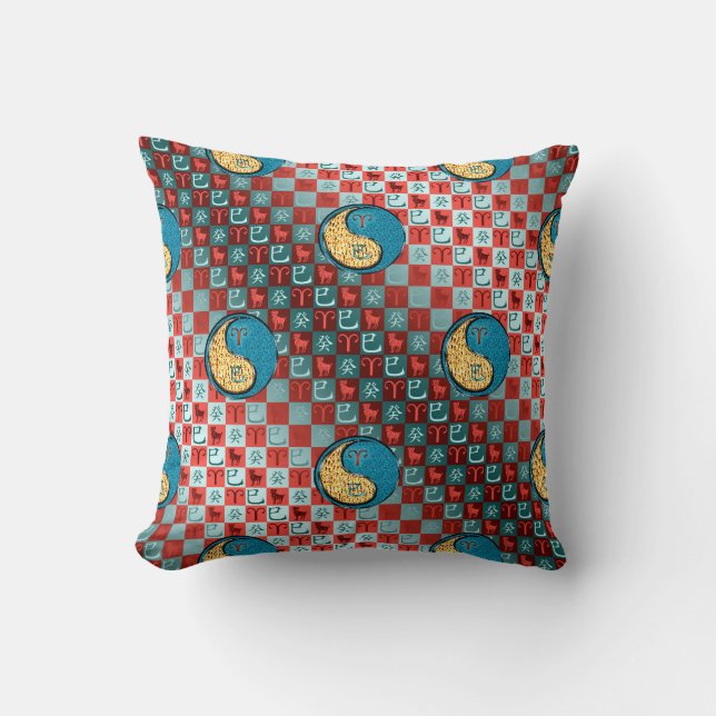 Aries & Water Snake Throw Pillow (Front)