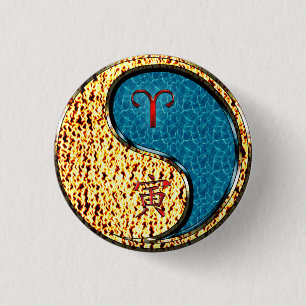 Aries & Water Tiger 1 Inch Round Button