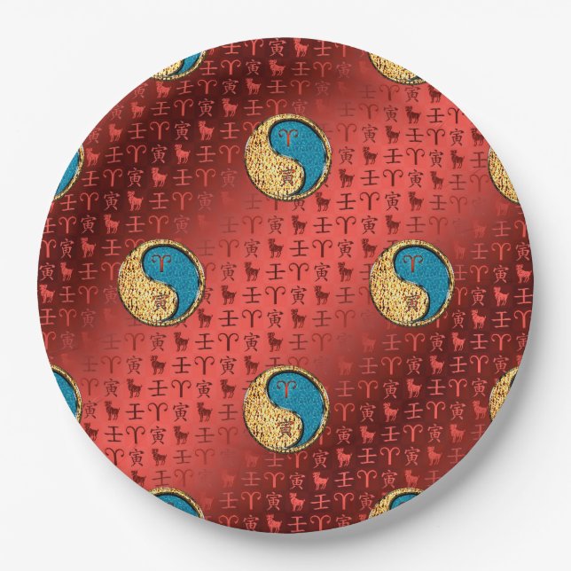 Aries & Water Tiger Paper Plate (Front)