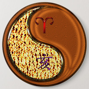 Aries & Wood Boar  6 Inch Round Button