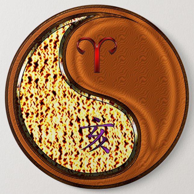 Aries & Wood Boar  6 Inch Round Button (Front)