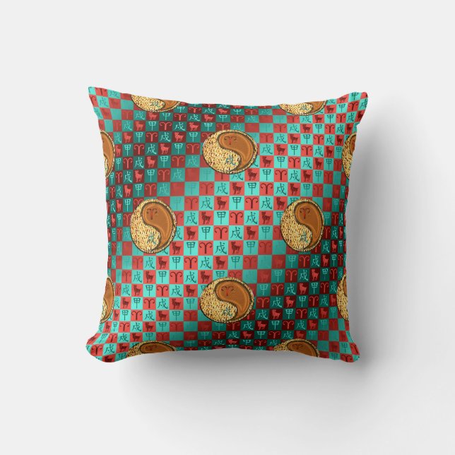 Aries & Wood Dog Throw Pillow (Front)