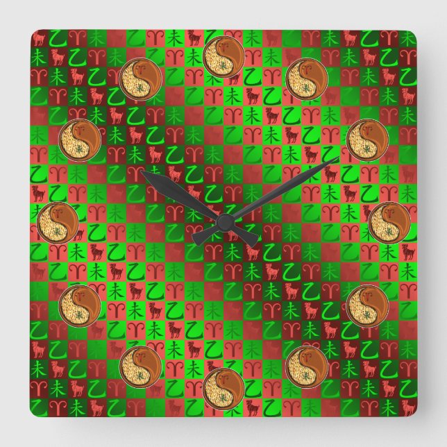 Aries & Wood Goat Square Wall Clock (Front)