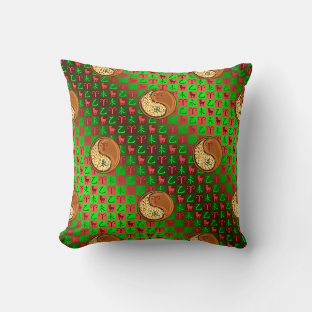 Aries & Wood Goat Throw Pillow (Front)