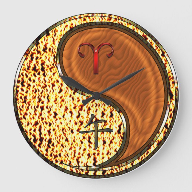 Aries & Wood Horse Large Clock (Front)
