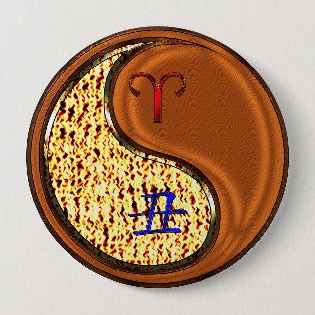 Aries & Wood Ox 4 Inch Round Button (Front)