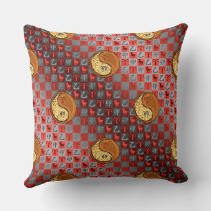 Aries & Wood Rabbit. Throw Pillow