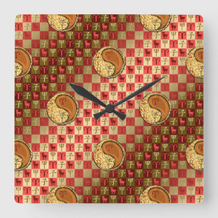 Aries & Wood Rat Square Wall Clock