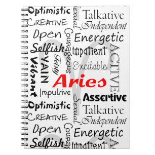 Aries Zodiac Astrology Horoscope Traits Collage Notebook