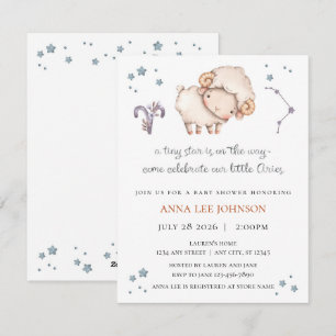 Aries Zodiac Baby Shower Invitation