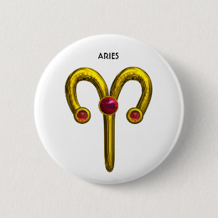 ARIES ZODIAC BIRTHDAY JEWEL 2 INCH ROUND BUTTON