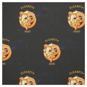 Aries Zodiac Birthday Sign With Your Custom Name Fabric