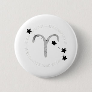 Aries zodiac black & silver constellation stars  2 inch round button