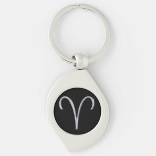 Aries Zodiac-Black with Silver Horoscope Sign Keychain