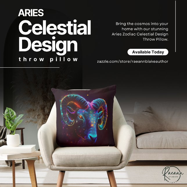 Aries Zodiac Celestial Design Throw Pillow (Creator Uploaded)