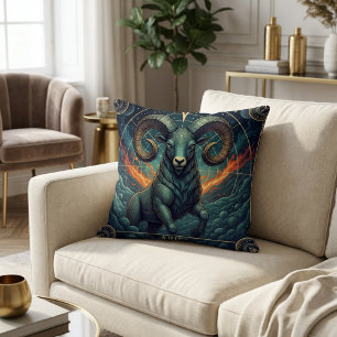 Aries Zodiac Celestial Throw Pillow