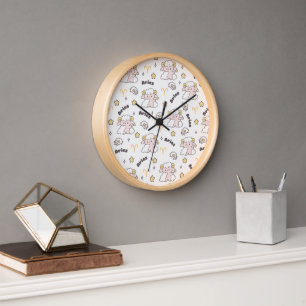 Aries Zodiac Charm Pattern Heroic Bunny Clock