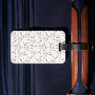 Aries Zodiac Charm Pattern Heroic Bunny Luggage Tag