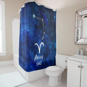 Aries Zodiac Constellation Blue Galaxy Monogram