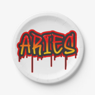 ARIES Zodiac Fire Sign Red Baby Shower Paper Plate