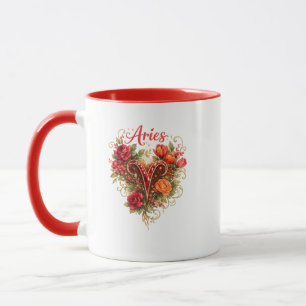 Aries Zodiac Floral Heart Mug – Feminine Astrology