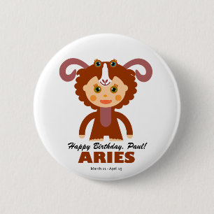 Aries Zodiac for Kids 2 Inch Round Button