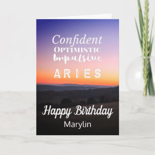 Aries Zodiac Fun Characteristics Birthday Card