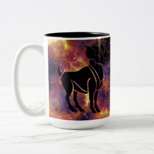 Aries Zodiac Galaxy Silhouette – Astrology Horosco Two-Tone Coffee Mug