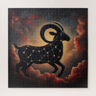 Aries Zodiac Gift Dark Silhouette Jigsaw Puzzle