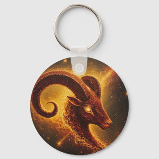 ♈ Aries Zodiac Gift With Fiery Ram Artwork Keychain