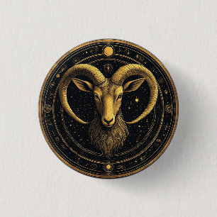 ♈ Aries Zodiac Gold Shield Astrology Symbol 1 Inch Round Button