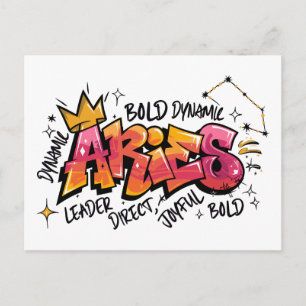 Aries Zodiac Graffiti  Postcard