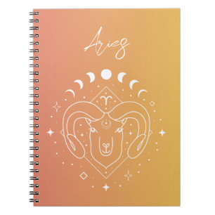 Aries zodiac horoscope star sign gradient notebook