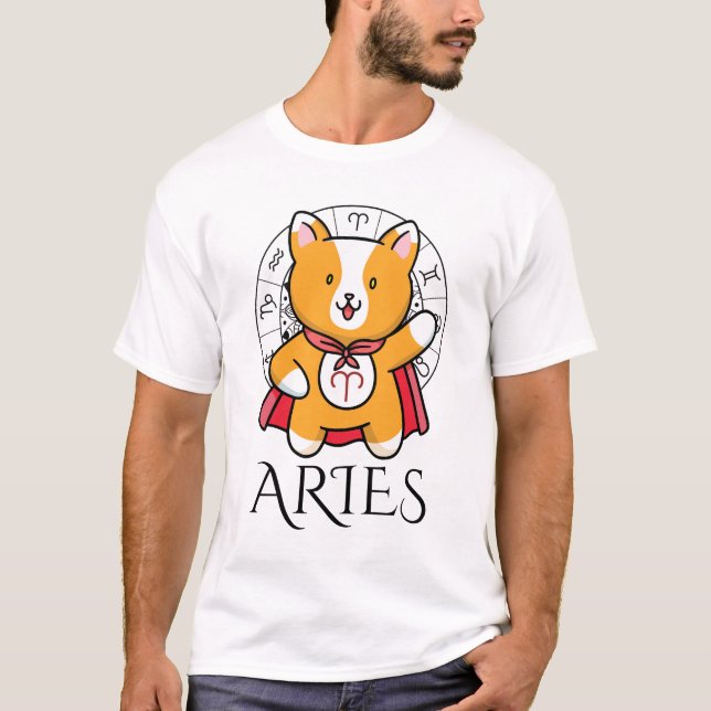 Aries Zodiac Men White T-Shirt (Front)