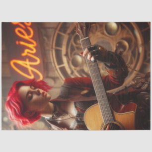 Aries Zodiac Musician Guitar Decoupage  Tissue Paper