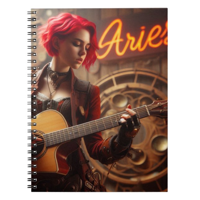 Aries Zodiac Musician Guitar Notebook (Front)
