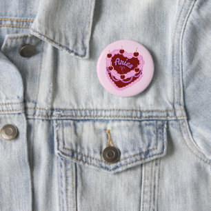 Aries Zodiac Pastel Heart Birthday Cake 2 Inch Round Button