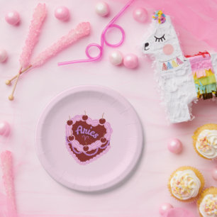 Aries Zodiac Pastel Heart Birthday Cake Paper Plate